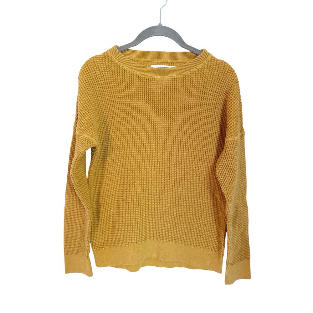 REI Co-op Waffle Knit Crewneck Sweater XSmall Mustard Yellow